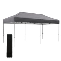Outsunny 10' X 20' Pop Up Canopy Tent, Instant Sun Shelter With 3 Level Adjustable Height, Easy Up Outdoor Tent For Parties With Wheeled Carry Bag For Garden, Patio, Gray Grey Steel