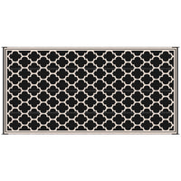 Outsunny Reversible Outdoor Rug, 9' X 18' Waterproof Plastic Straw Floor Mat, Portable Rv Camping Carpet, Large Floor Mat For Backyard, Deck, Picnic, Beach, Black & Beige Black Plastic