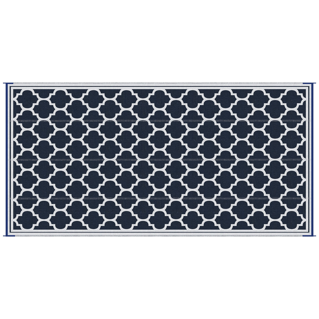 Outsunny Reversible Outdoor Rug Carpet, 9' X 18' Waterproof Plastic Straw Rug, Portable Rv Camping Rugs With Carry Bag, Large Floor Mat For Backyard, Deck, Picnic, Beach, Blue & White Blue Polypropylene