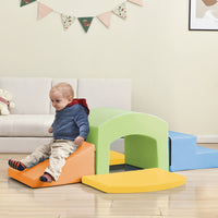 Soft Foam Playset For Toddlers, Safe Softzone Single Tunnel Foam Climber For Kids, Lightweight Indoor Active Play Structure With Slide Stairs And Ramp For Beginner Toddler Climb And Crawl Colorful Foam