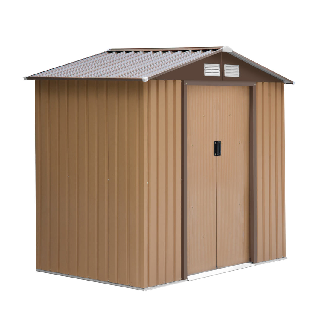 Outsunny 7' X 4' Outdoor Storage Shed, Garden Tool House With Foundation, 4 Vents And 2 Easy Sliding Doors For Backyard, Patio, Garage, Lawn, Yellow Yellow Steel