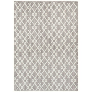 5 X 7 Fabric Floor Area Rug, Diamond, Symmetrical, Medium, Gray, Ivory Off White Gray Fabric