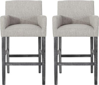 Set Of 2 Upholstered 30.5 Inch Counter Stools Light Gray Gray Light Grey Set Of 2 Fabric