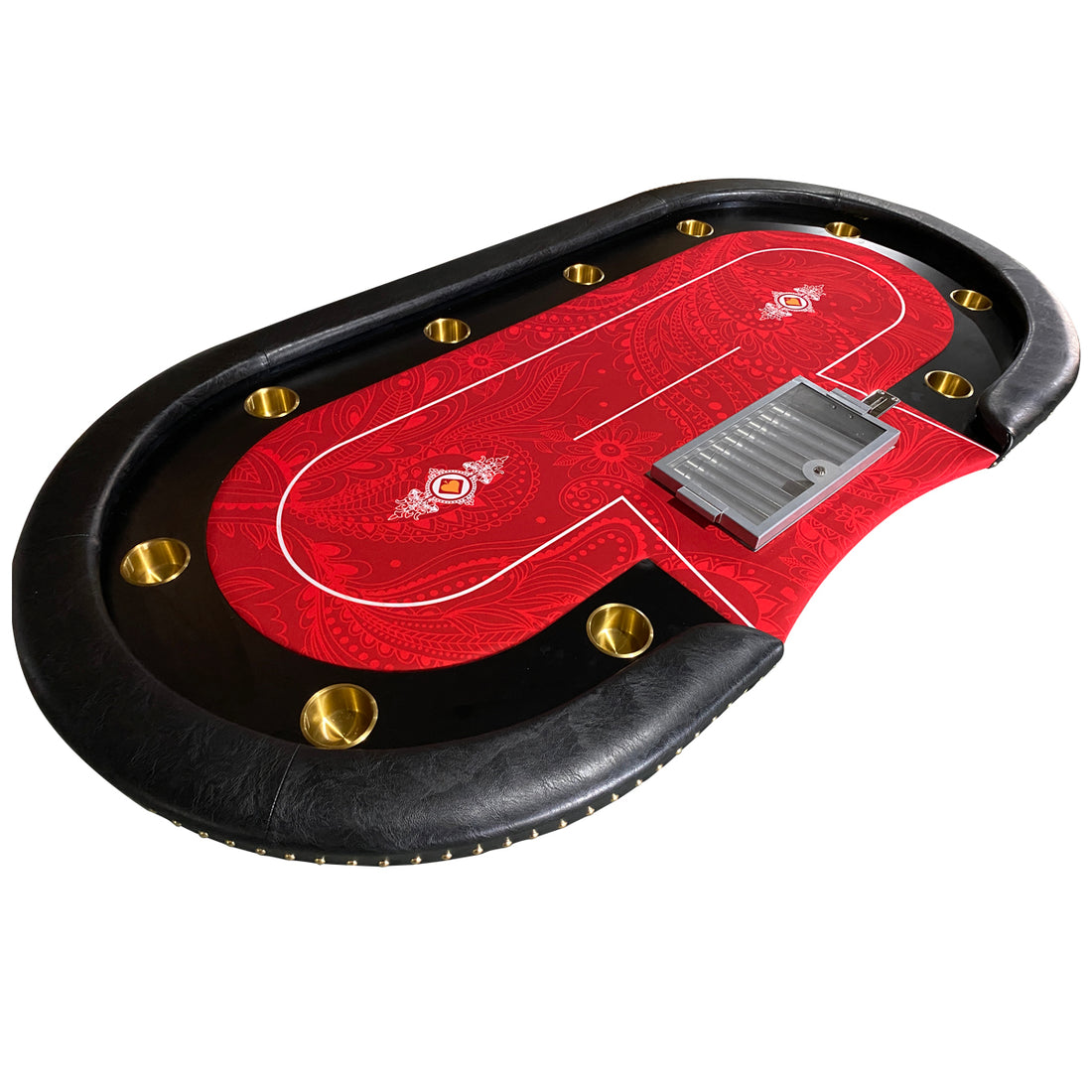 96" Premium 10 Player Oval Red Speed Cloth Casino