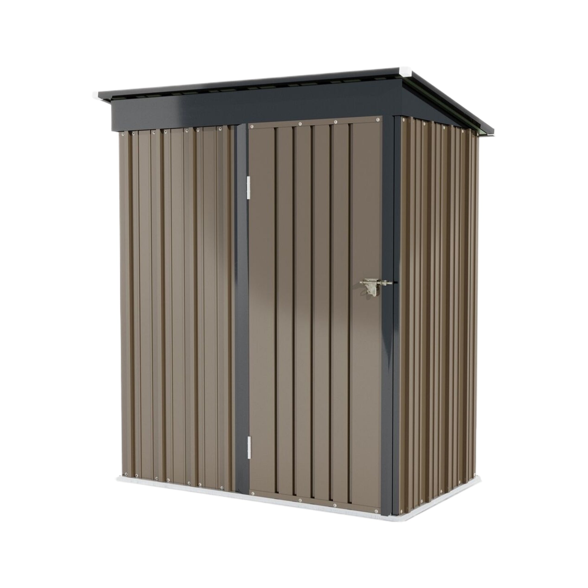 Patio, Lawn & Garden,5*3Ft Outdoor Storage Shed,Tool Shed With Sloping Roof And Lockable Door, Metal Shed For Backyard Garden Patio Lawn, Brown Brown Year Round Use Metal