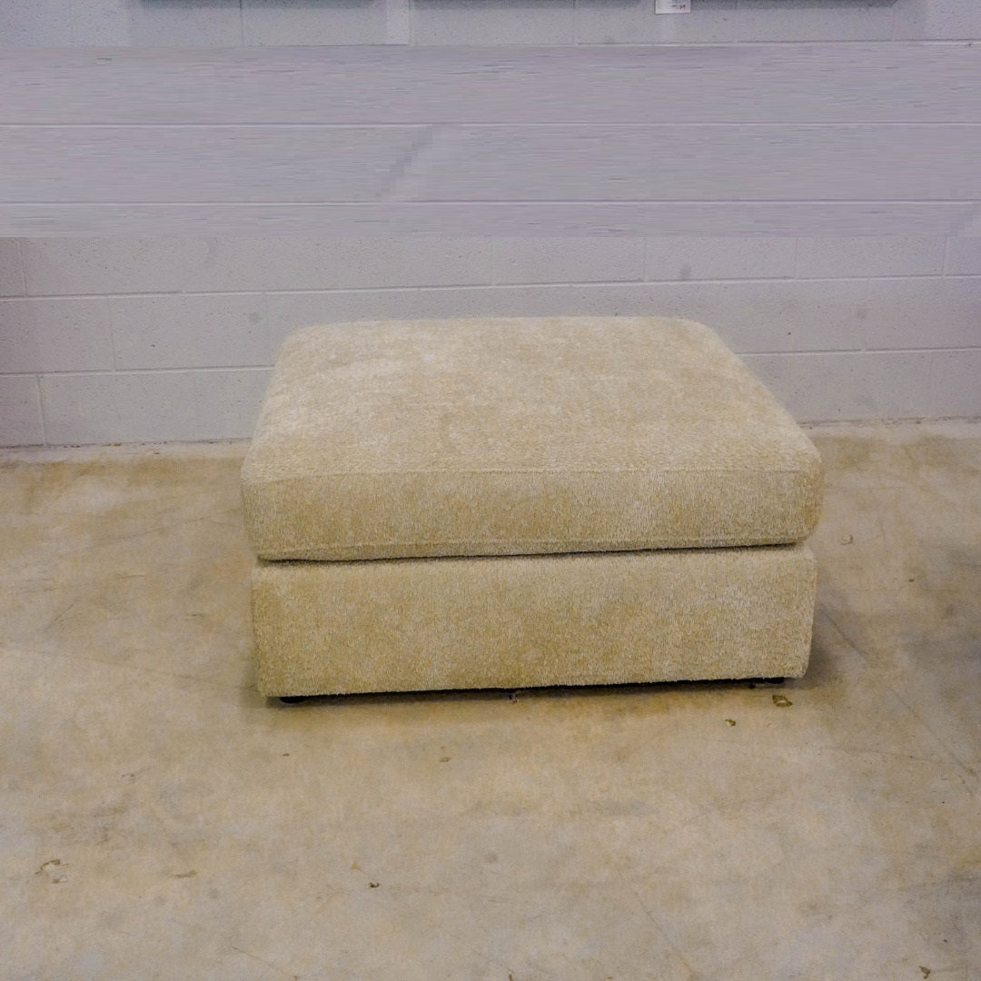 Living Room Ottoman, Soft Linen Fabric Upholstered Ottoman 1 Pc With Thick Padded Cushion, Biege Beige Wood Primary Living Space Medium Soft Backless Solid Beige Contemporary,Modern Cube Armless Wood Fabric