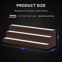 Led Lighted Liquor Bottle Display Shelf, 37 Inch Bar Display Shelf, Diy Illuminated Bottle Shelf With App & Remote Control, 3 Step Freestanding Holding Bottles For Home Bar, Party, Walnut Walnut Kitchen Modern Engineered Wood