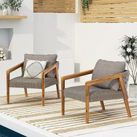 Outdoor Acacia Wood Club Chairs With Cushions Teak Gray Grey Acacia Wood