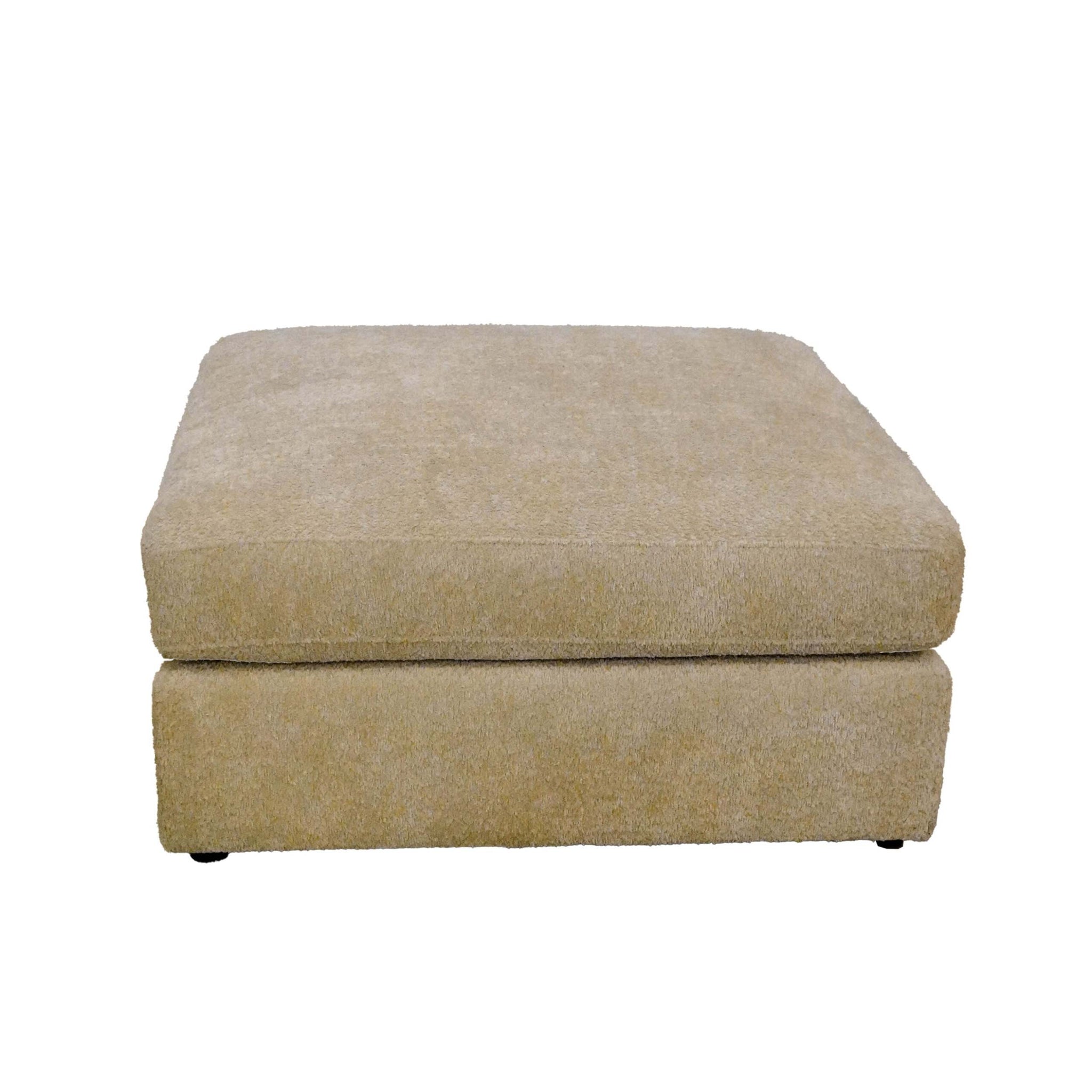 Living Room Ottoman, Soft Linen Fabric Upholstered Ottoman 1 Pc With Thick Padded Cushion, Biege Beige Wood Primary Living Space Medium Soft Backless Solid Beige Contemporary,Modern Cube Armless Wood Fabric