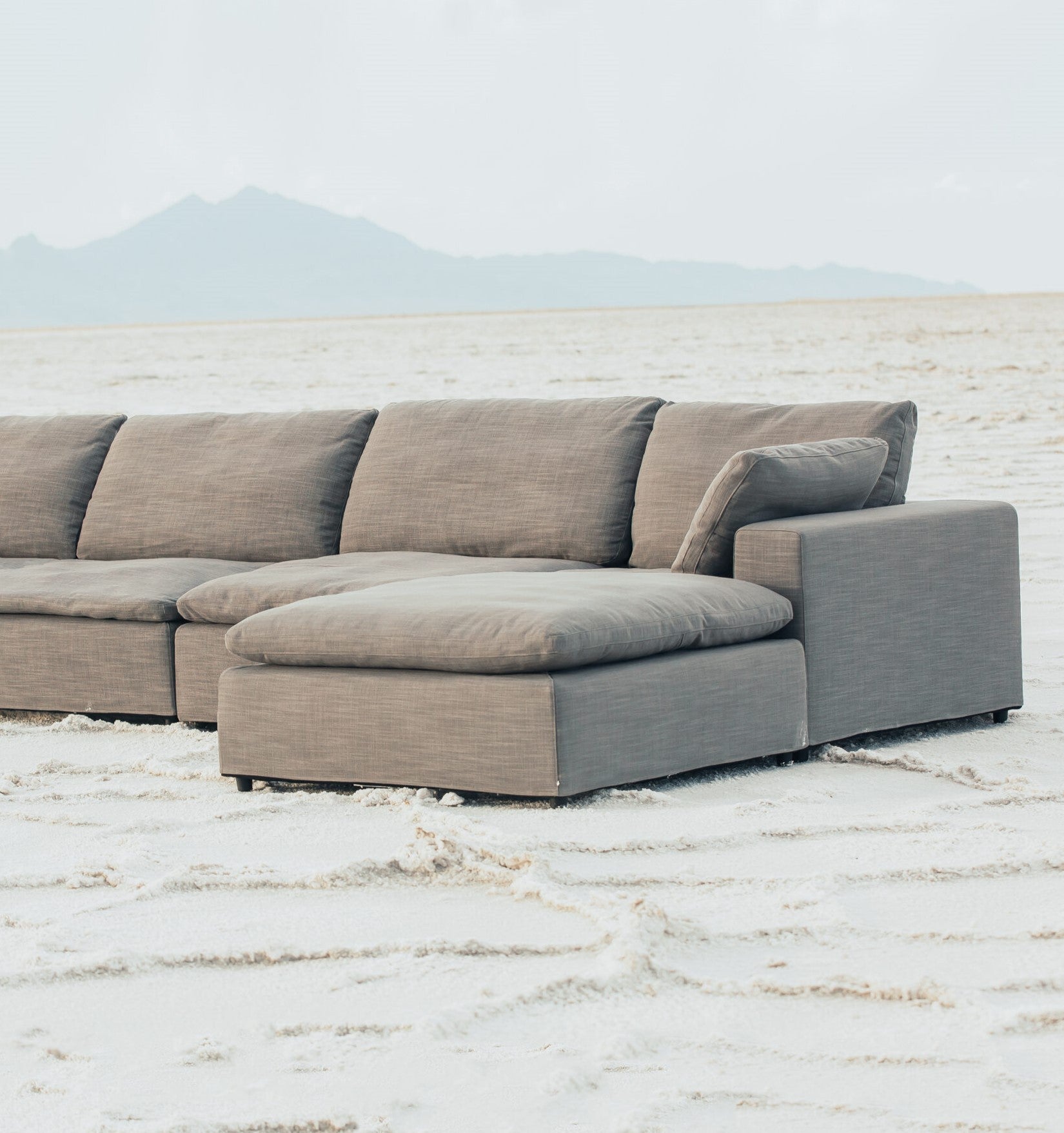 Modern 17" Petite Size Ottoman, Premium Fabric Upholstered 1 Pc Living Room Cube Ottoman With Plush Seat Cushion, Gray Wood Primary Living Space Solid Grey Gray Linen Linen Or Linen Blend Medium Soft Backless Contemporary Cube Armless Polyester Wood