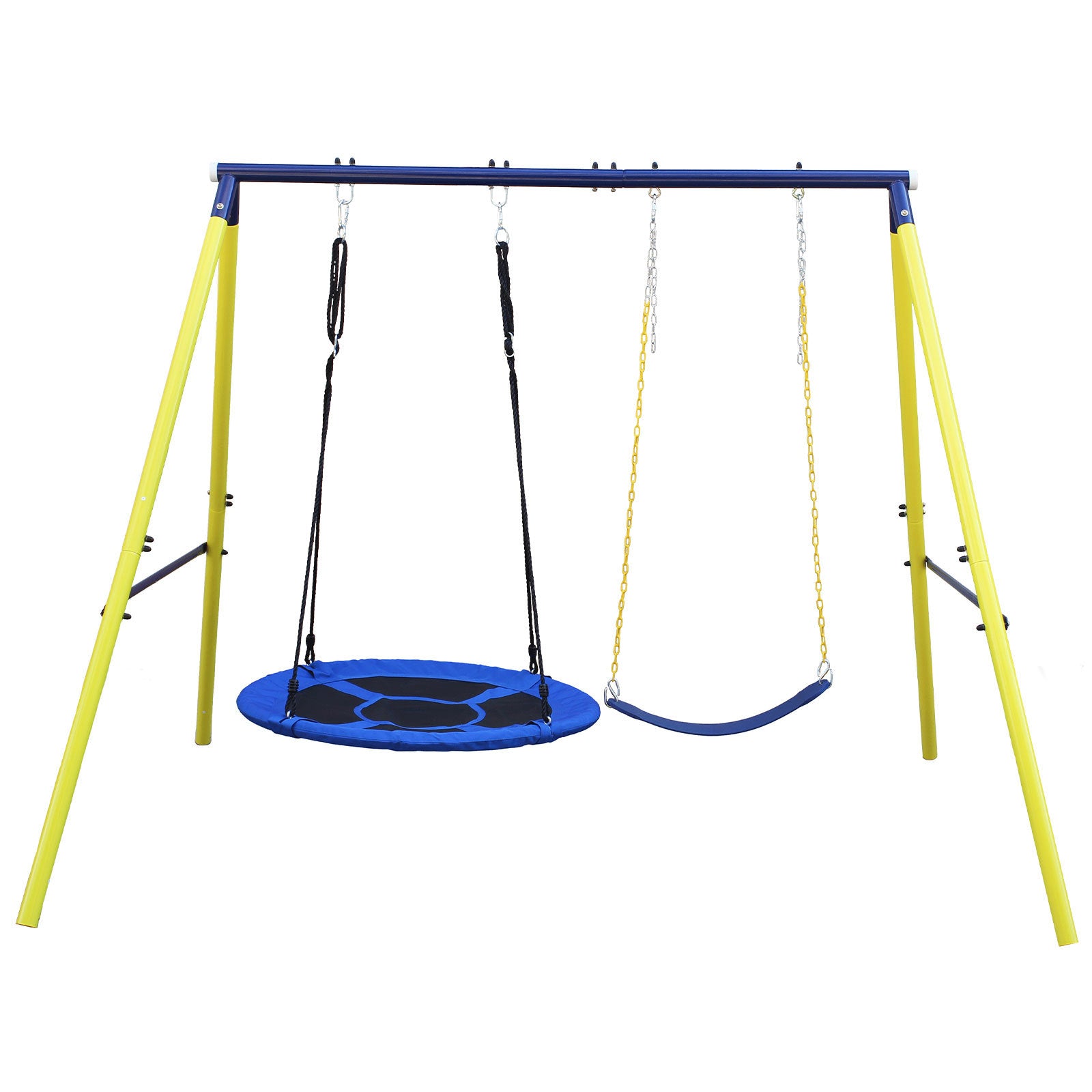 Indoor Outdoor Metal Swing Set With Safety Belt For Backyard Multicolor Steel