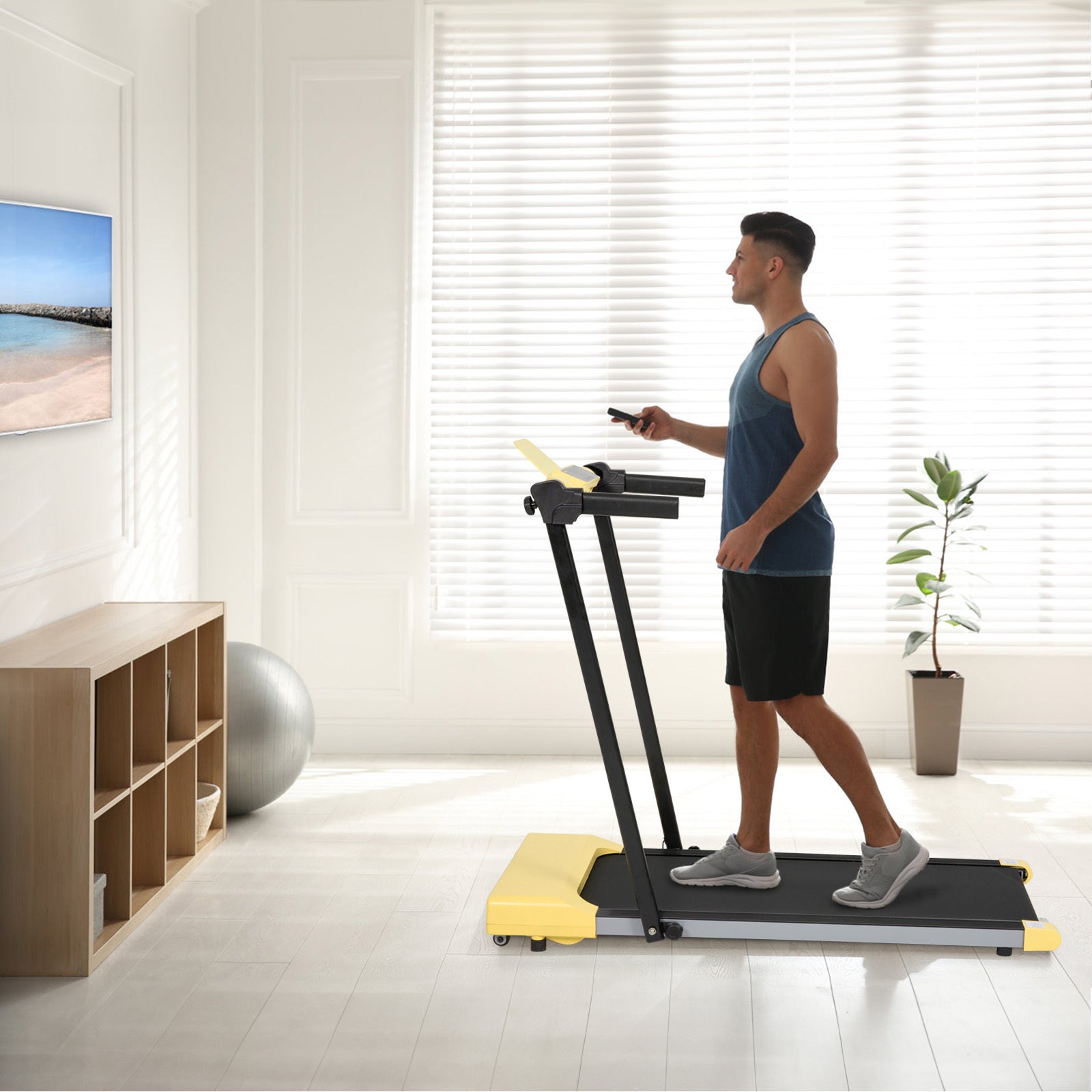 Treadmills For Home, Treadmill With Led For Walking & Running Yellow Iron