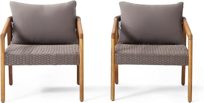 Outdoor Acacia Wood Club Chairs With Cushions Teak Gray Grey Acacia Wood