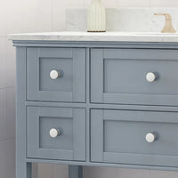 49'' Bathroom Vanity With Marble Top & Ceramic Sink, Open Shelf, 5 Drawers, Gray Same As N759S999002G Grey Plywood