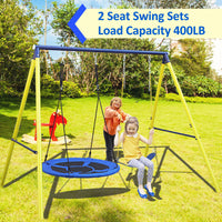 Indoor Outdoor Metal Swing Set With Safety Belt For Backyard Multicolor Steel