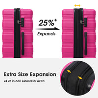 Luggage With Tsa Lock Spinner Wheels Hardside Expandable Luggage Travel Suitcase Check In Luggage Abs 24" Pink Abs