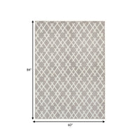 5 X 7 Fabric Floor Area Rug, Diamond, Symmetrical, Medium, Gray, Ivory Off White Gray Fabric