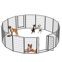 16 Panels Heavy Duty Metal Playpen With Door,39.37"H Dog Fence Pet Exercise Pen For Outdoor Black Metal