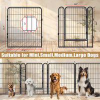 8 Panels Heavy Duty Metal Playpen With Door,31.7"H Dog Fence Pet Exercise Pen For Outdoor, Indoor Black Metal