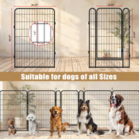 8 Panels Heavy Duty Metal Playpen With Door,39.37"H Dog Fence Pet Exercise Pen For Outdoor, Indoor Black Metal