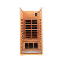 One Person Far Infrared Khaya Outdoor Sauna Room Natural Metal & Wood