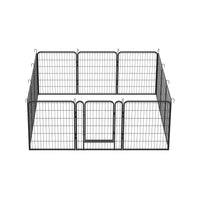 12 Panels Heavy Duty Metal Playpen With Door,31.7"H Dog Fence Pet Exercise Pen For Outdoor Black Metal