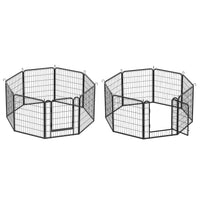 16 Panels Heavy Duty Metal Playpen With Door,31.7"H Dog Fence Pet Exercise Pen For Outdoor Black Metal