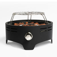 15 Inch Outdoor Portable Propane Fire Pit, Camping Fire Pit With Cooking Support Tabletop Fire Pit With Quick Connect Regulator Black Steel