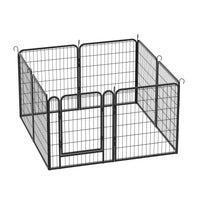 8 Panels Heavy Duty Metal Playpen With Door,31.7"H Dog Fence Pet Exercise Pen For Outdoor, Indoor Black Metal