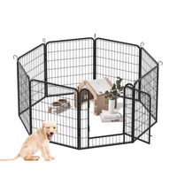 8 Panels Heavy Duty Metal Playpen With Door,31.7"H Dog Fence Pet Exercise Pen For Outdoor, Indoor Black Metal