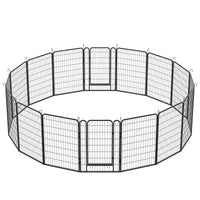 16 Panels Heavy Duty Metal Playpen With Door,39.37"H Dog Fence Pet Exercise Pen For Outdoor Black Metal