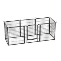 8 Panels Heavy Duty Metal Playpen With Door,31.7"H Dog Fence Pet Exercise Pen For Outdoor, Indoor Black Metal