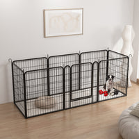 8 Panels Heavy Duty Metal Playpen With Door,31.7"H Dog Fence Pet Exercise Pen For Outdoor, Indoor Black Metal