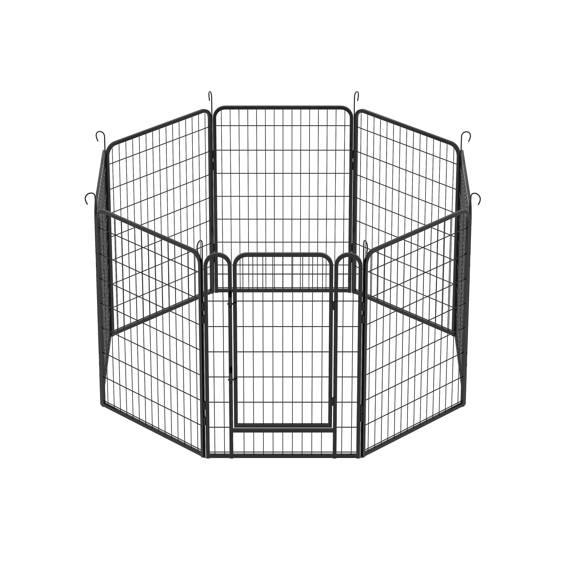 8 Panels Heavy Duty Metal Playpen With Door,39.37"H Dog Fence Pet Exercise Pen For Outdoor, Indoor Black Metal