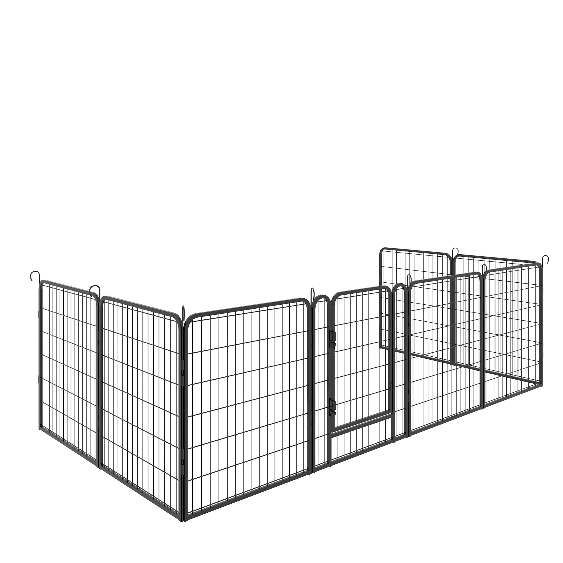 8 Panels Heavy Duty Metal Playpen With Door,31.7"H Dog Fence Pet Exercise Pen For Outdoor, Indoor Black Metal