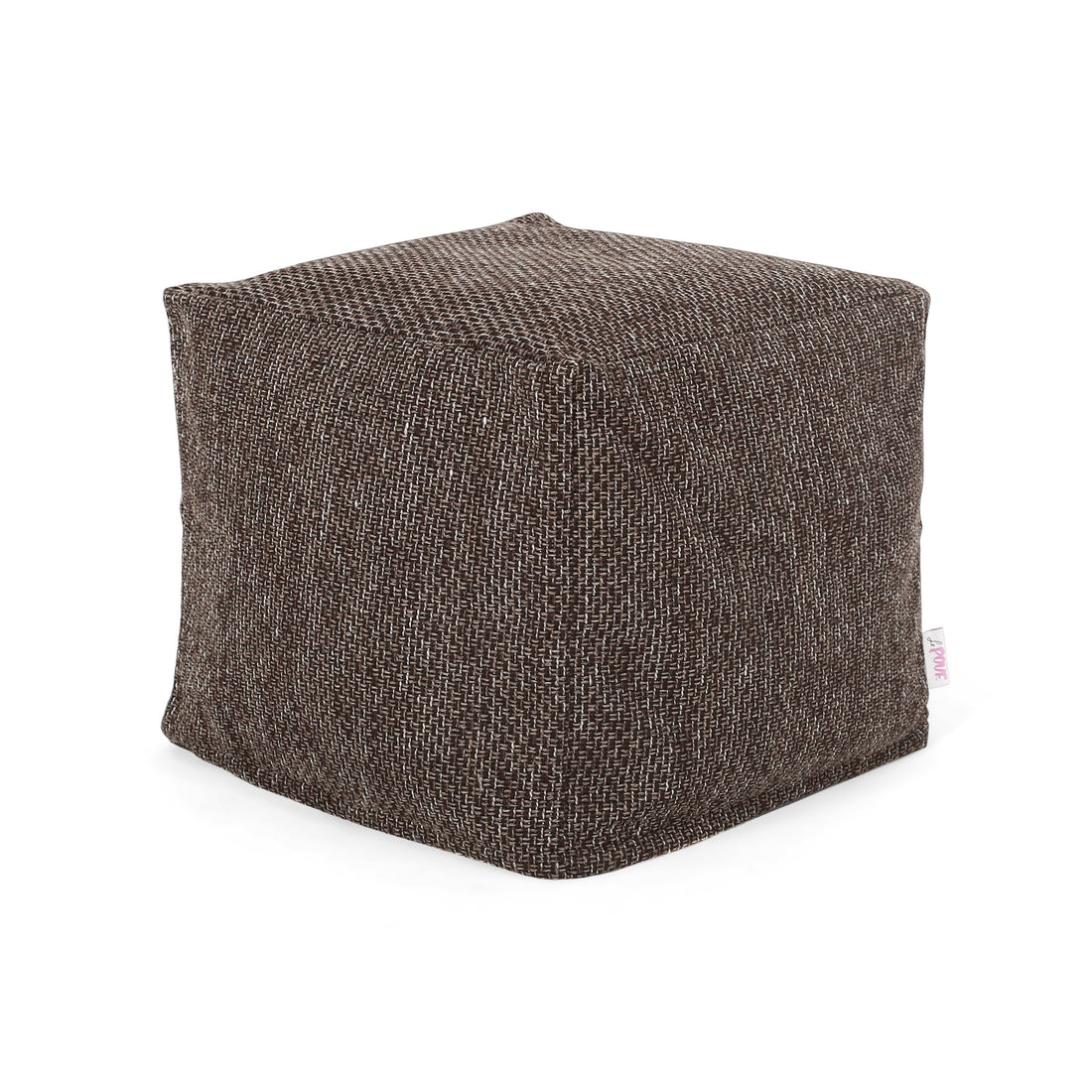 Naima Contemporary Fabric Square Pouf, Dark Brown Dark Brown Fabric