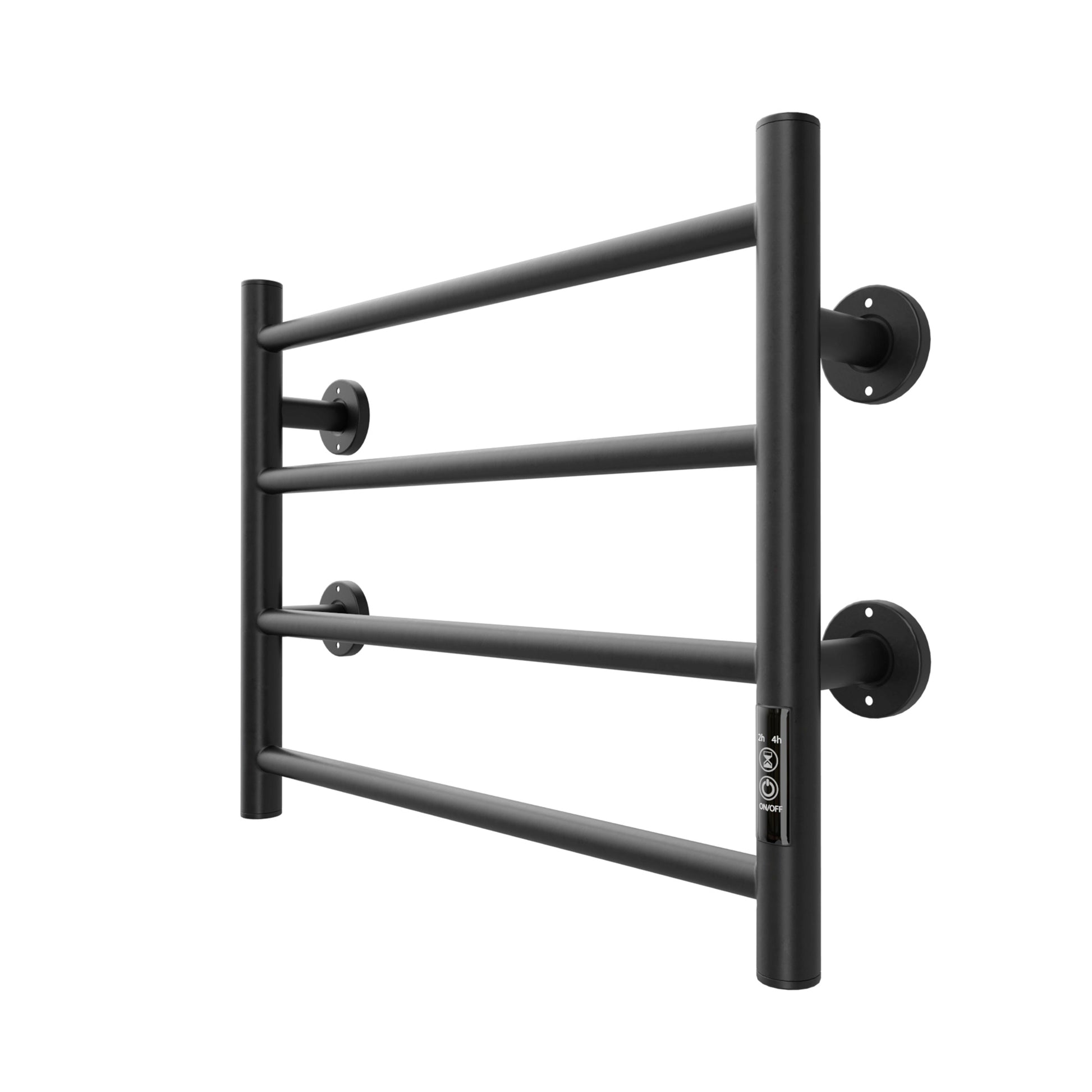 Electric Heated Towel Warmer 4 Bars For Bathroom, Stainless Steel Wall Mounted Heated Towel Drying Rack Black Black Bathroom Aluminium