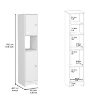 Charlotte Linen Cabinet, 2 Single Door Cabinet, Division, One Shelf White 2 1 Bathroom Freestanding Modern Mdf Engineered Wood