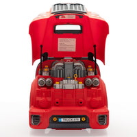 Large Truck Engine Toy, Kids Mechanic Repair Set, Take Apart Motor Vehicle, Pretend Play Car Service Station With Light Horn Alarm, Gifts For Boys And Girls, Red Red Abs