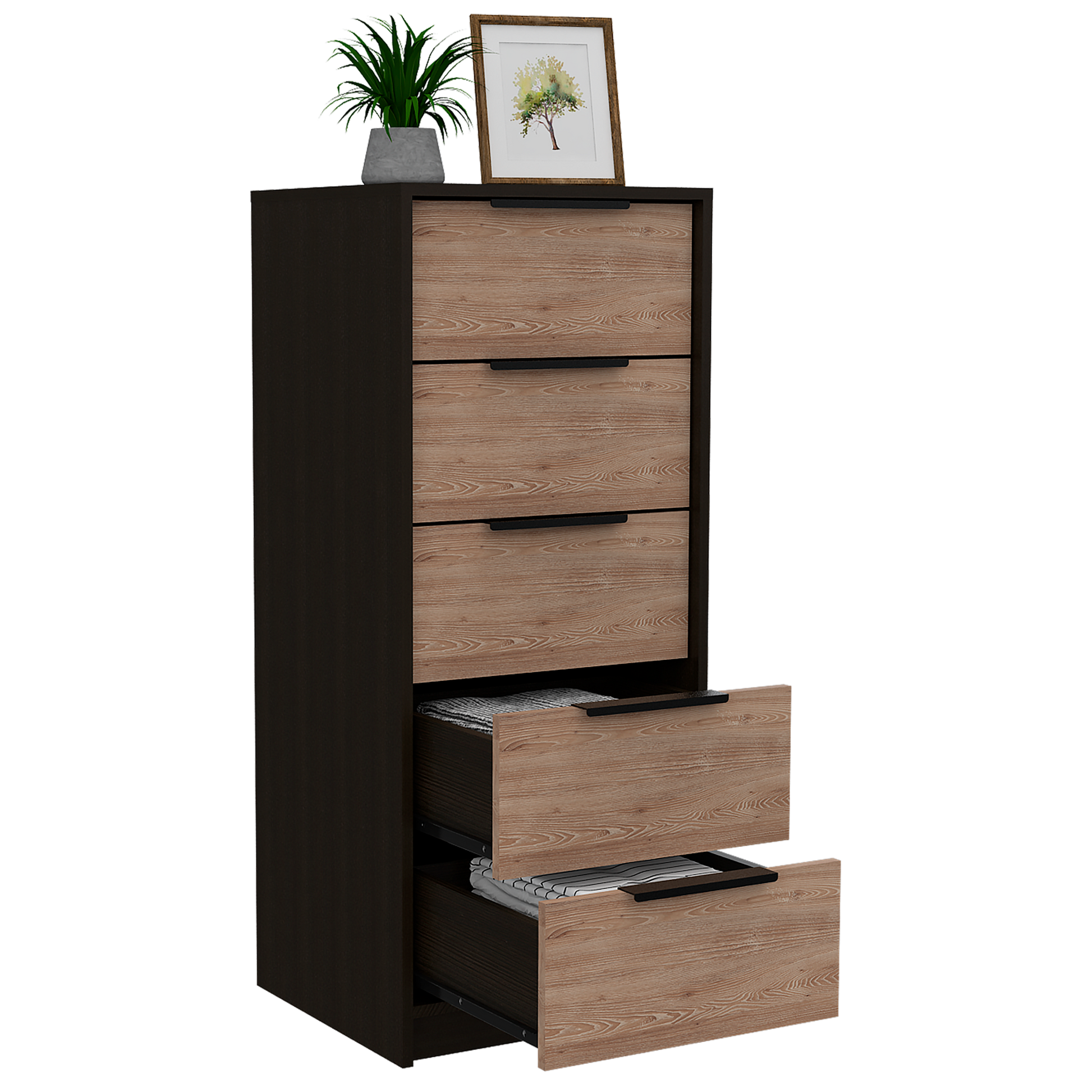 Washington Five Drawer Dresser Multicolor Bedroom Modern Mdf Engineered Wood