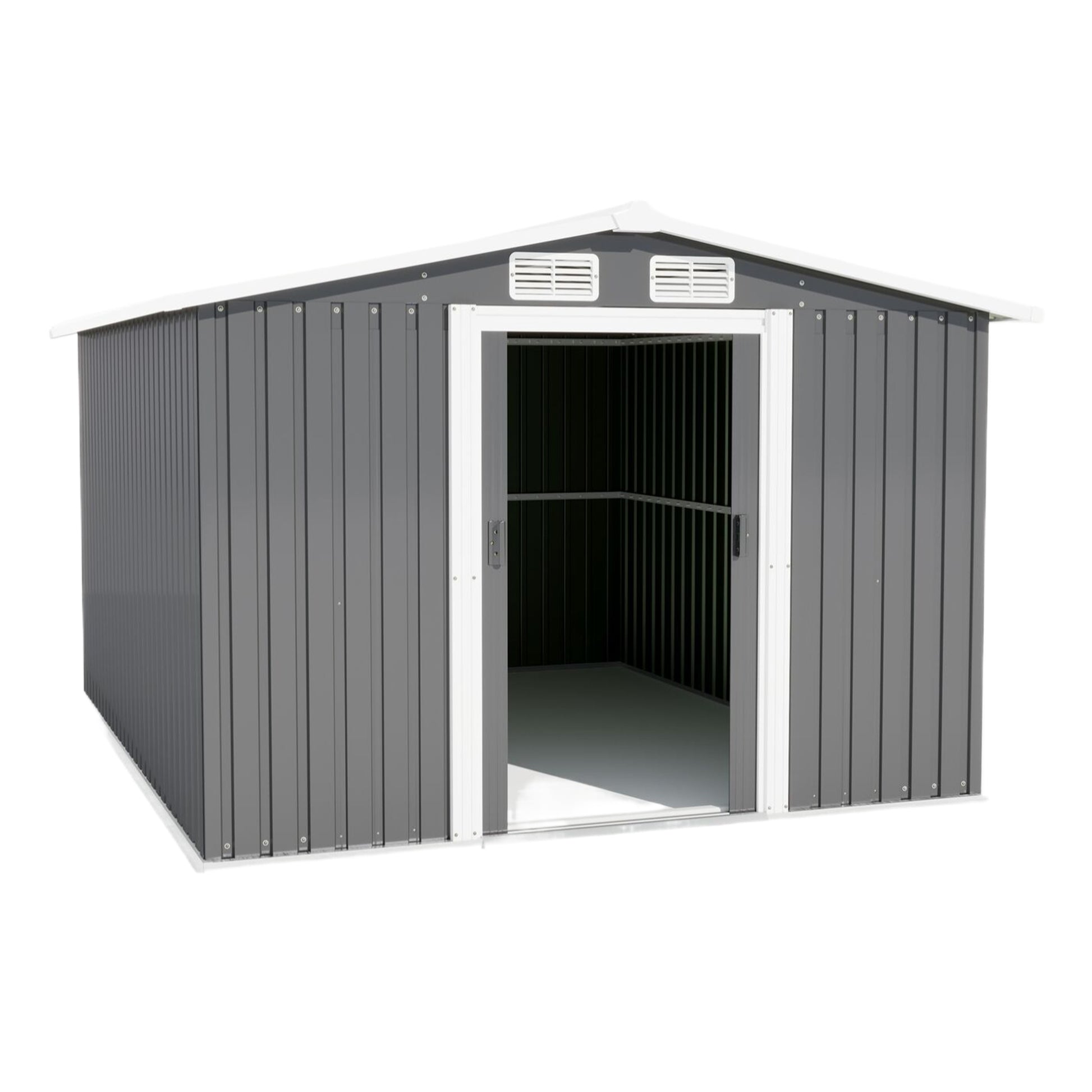 Patio, Lawn & Garden,Metal Outdoor Storage Shed 10Ft X 8Ft, Clearance With Lockable Door Metal Garden Shed Steel Anti Corrosion Storage House Waterproof Tool Shed For Backyard Patio, Lawn And Garden Grey Year Round Use Metal