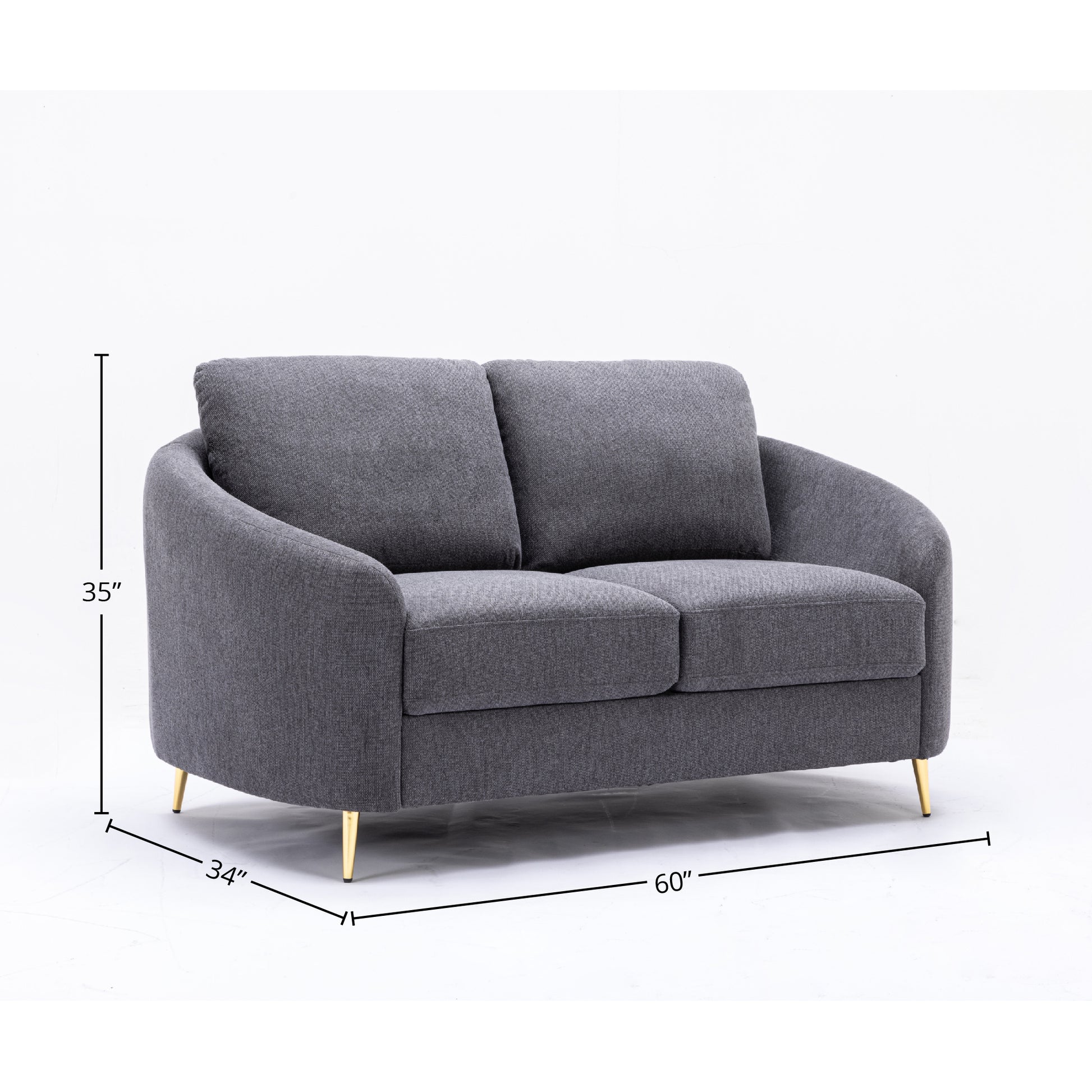 Yuina Loveseat, Gray Linen Lv01772 Gray Linen