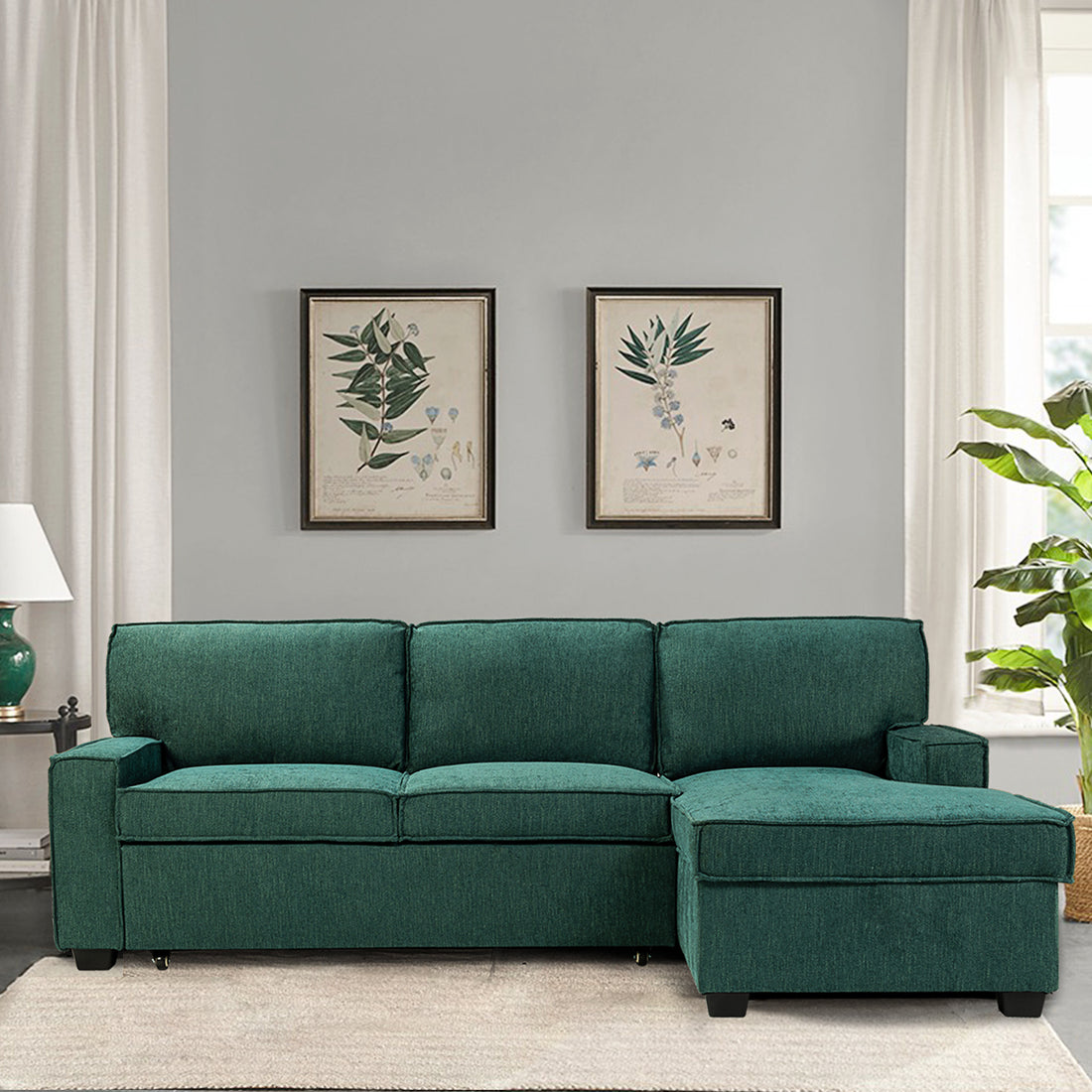 Roger Pull Out Sleeper Sectional Teal - Teal