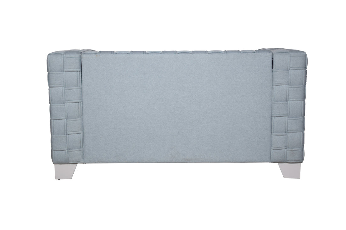 Saree Loveseat, Light Teal Chenille & White Finish Lv02347 Light Blue Chenille