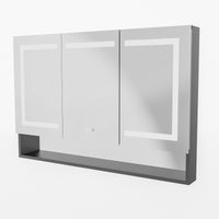 48 In. W X 32 In. H Silver Aluminum Recessed Surface Mount Dimmable Medicine Cabinet With Mirror, Led And Shelves Black Aluminium