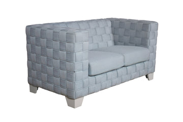 Saree Loveseat, Light Teal Chenille & White Finish Lv02347 Light Blue Chenille