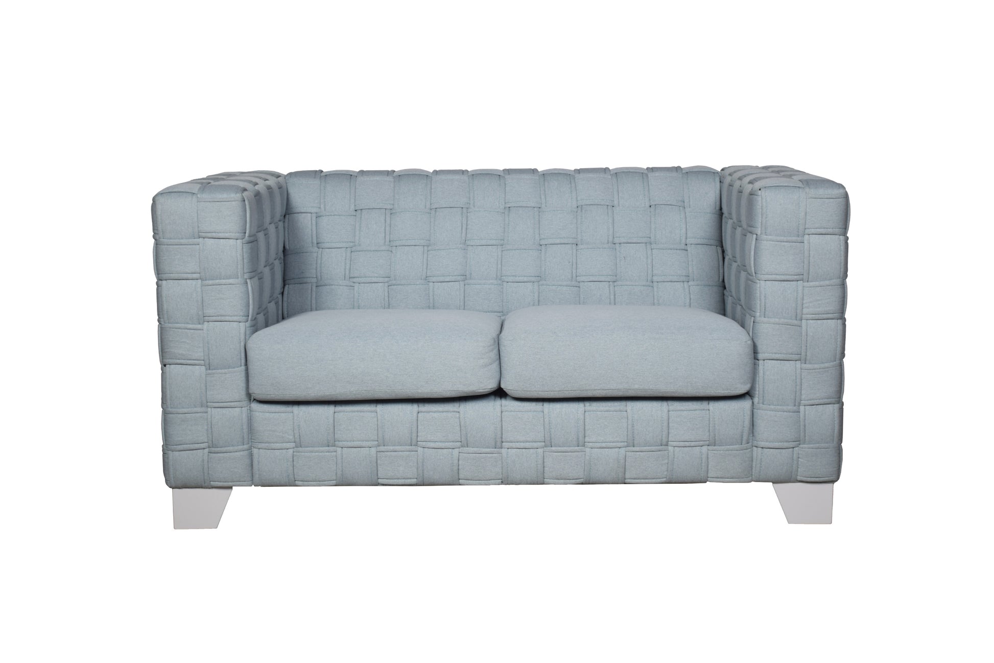 Saree Loveseat, Light Teal Chenille & White Finish Lv02347 Light Blue Chenille