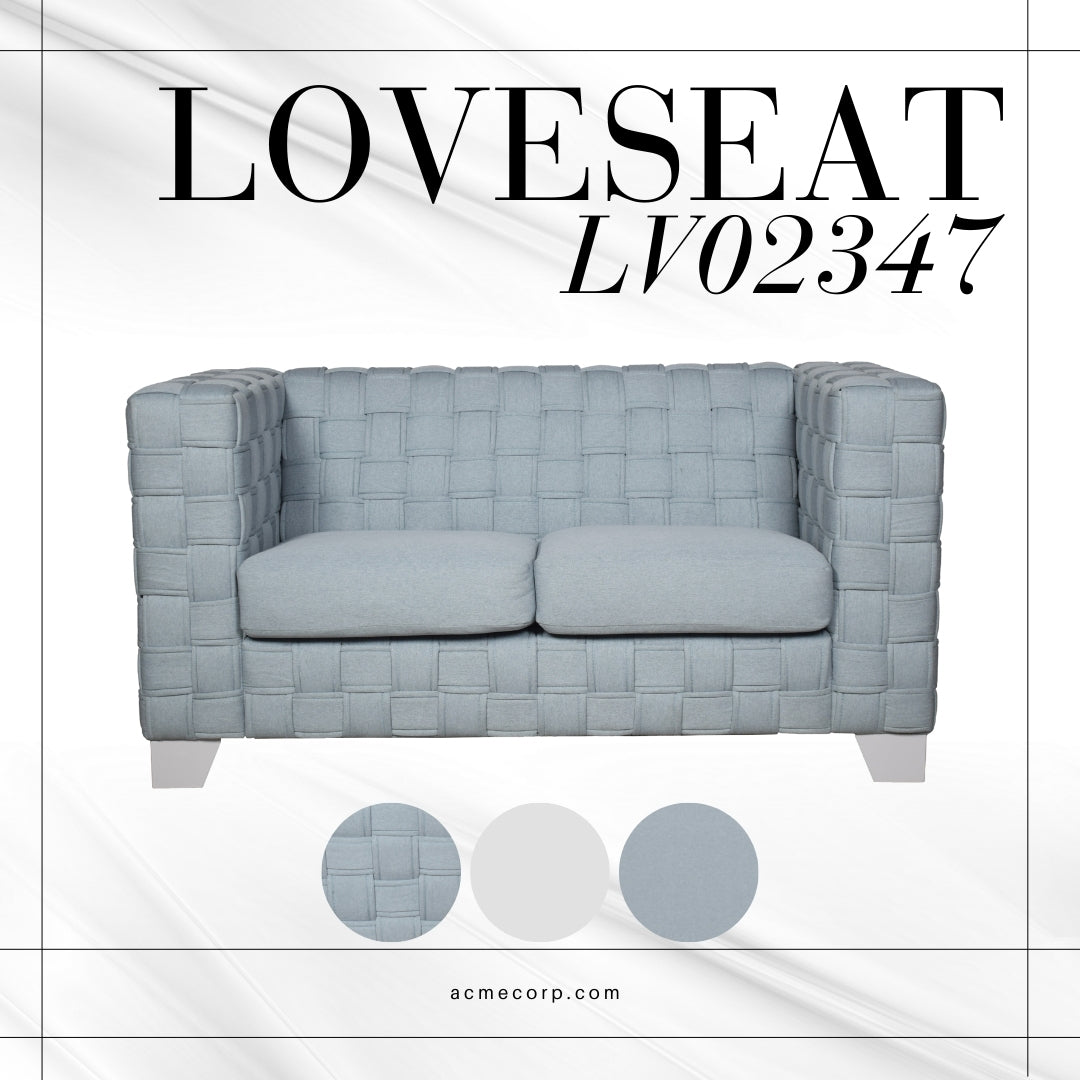 Saree Loveseat, Light Teal Chenille & White Finish Lv02347 Light Blue Chenille