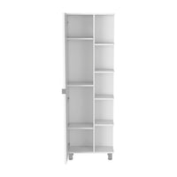 Urano Corner Linen Cabinet, Five External Shelves, Single Door, Four Interior Shelves White White 1 5 Bathroom Freestanding Modern Particle Board Particle Board