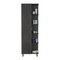 Urano Mirror Linen Cabinet, Four Interior Shelves, Five External Shelves Smokey Oak 1 Gray 1 5 Bathroom Modern Particle Board Particle Board